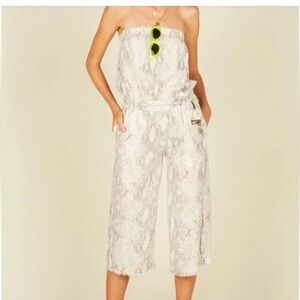 Vintage Havana elastic top strapless jumpsuit snakeprint belted sz M never worn